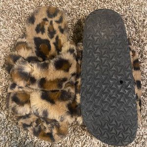 Cheetah print slides! Worn once but too small! My loss your gain!